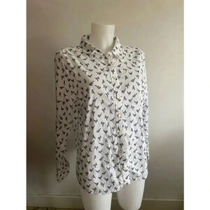 Women's Tommy‎ Hilfiger Blue Bird Print Blouse Size XL GUC